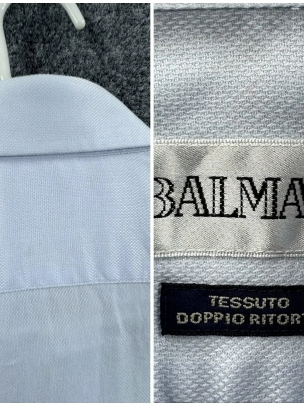 Balmain Tessuto Doppio Ritorto 17.5 Cotton Blue Men Point Shirt Button Up Woven